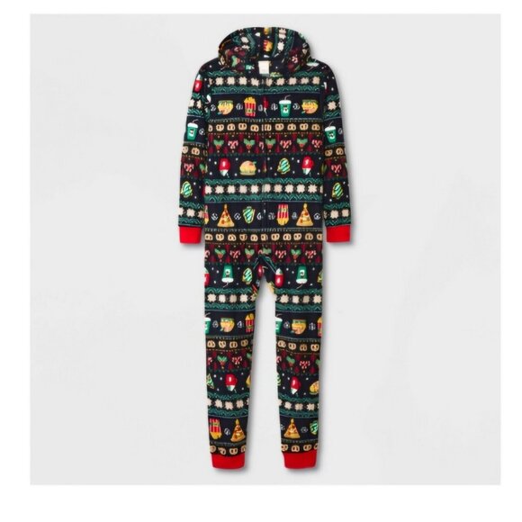 NEW! Kids Union Suit Hooded Sleeper Pajama PJ Christmas, Cat & Jack - Picture 1 of 9